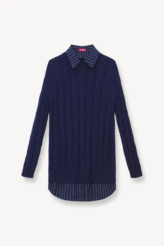 Women STAUD Dresses ALDRIN DRESS NAVY PINSTRIPE Women STAUD Dresses ALDRIN DRESS NAVY PINSTRIPE