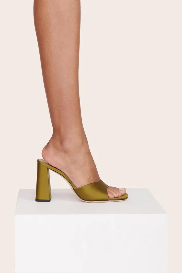 Women STAUD Heels SLOANE HEEL OLIVE SATIN Women STAUD Heels SLOANE HEEL OLIVE SATIN