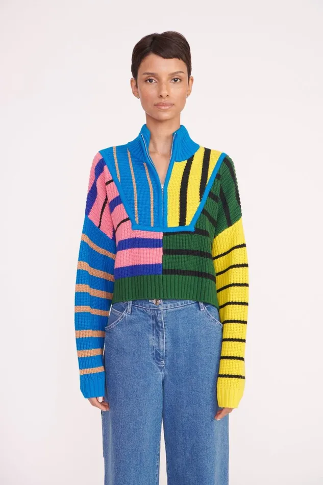 Women STAUD Knits CROPPED HAMPTON SWEATER FORMENTERA STRIPE