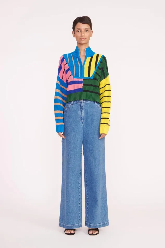 Women STAUD Knits CROPPED HAMPTON SWEATER FORMENTERA STRIPE