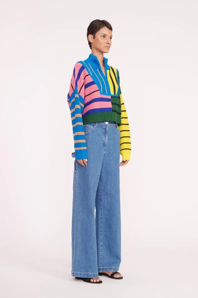 Women STAUD Knits CROPPED HAMPTON SWEATER FORMENTERA STRIPE