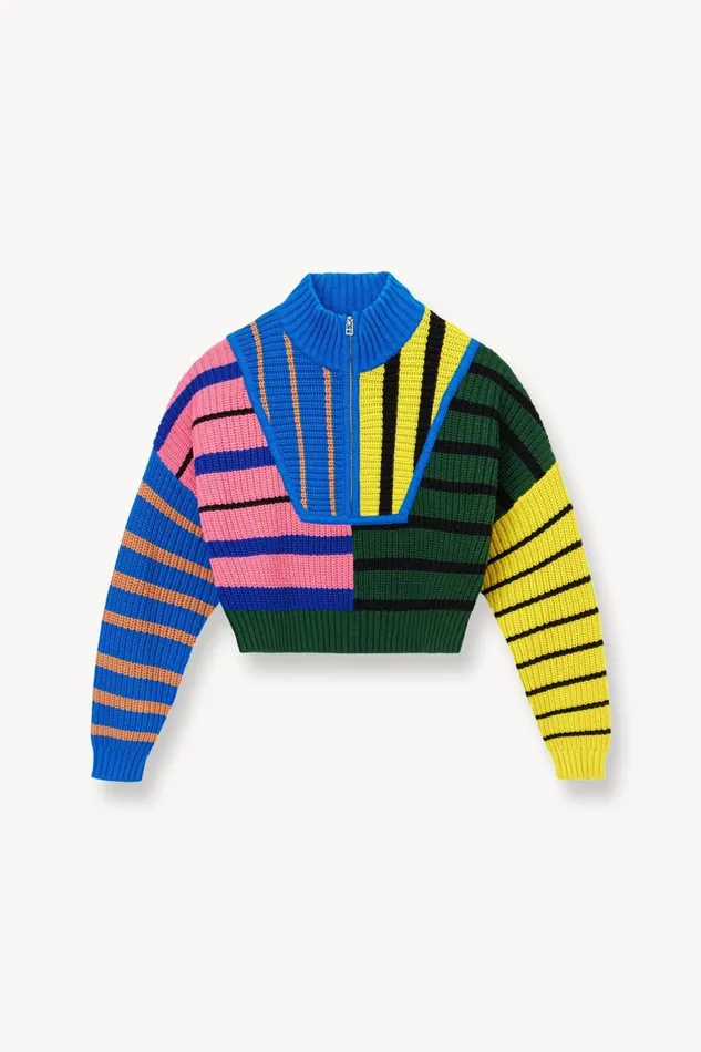 Women STAUD Knits CROPPED HAMPTON SWEATER FORMENTERA STRIPE