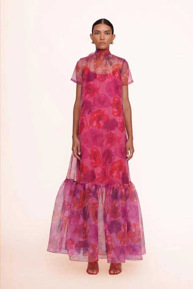 Women STAUD Occasion Dresses CALLUNA DRESS MAGENTA PAINTED FLORAL