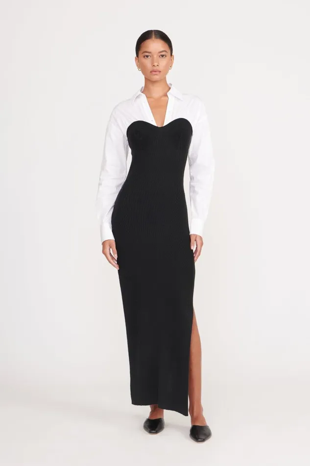 Women STAUD Occasion Dresses HAZEL DRESS BLACK WHITE