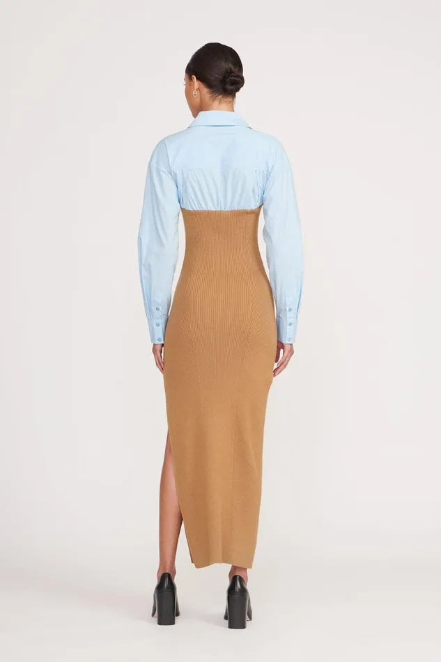 Women STAUD Occasion Dresses HAZEL DRESS CAMEL FRENCH BLUE Women STAUD Occasion Dresses HAZEL DRESS CAMEL FRENCH BLUE