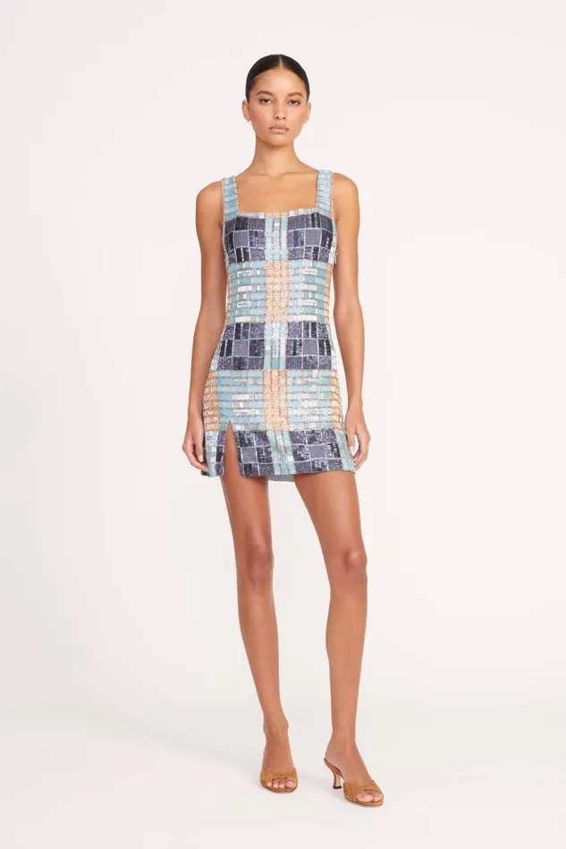Women STAUD Occasion Dresses LE SABLE DRESS FRENCH BLUE MEGA PLAID