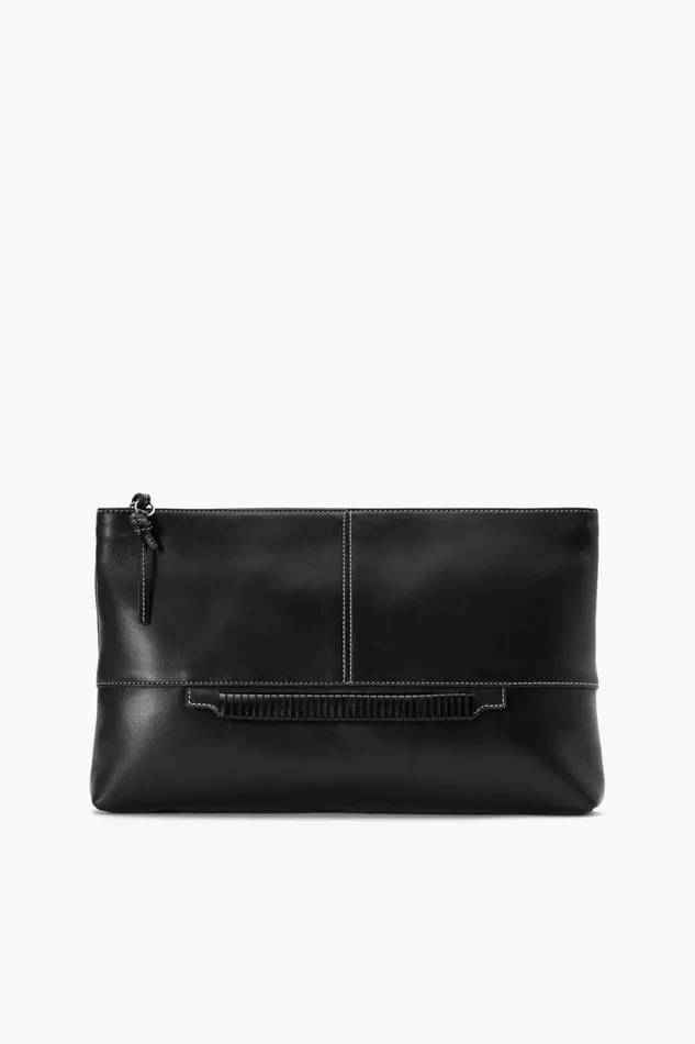 Women STAUD Shoulder LEO CLUTCH BLACK
