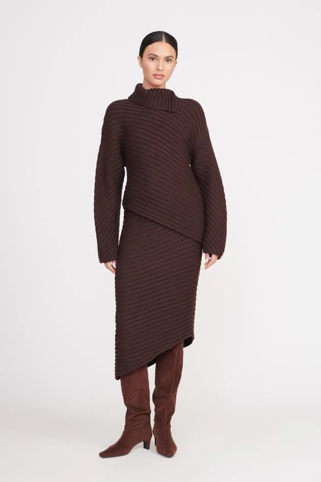 Women STAUD Skirts CANTILEVER SKIRT DARK CHOCOLATE
