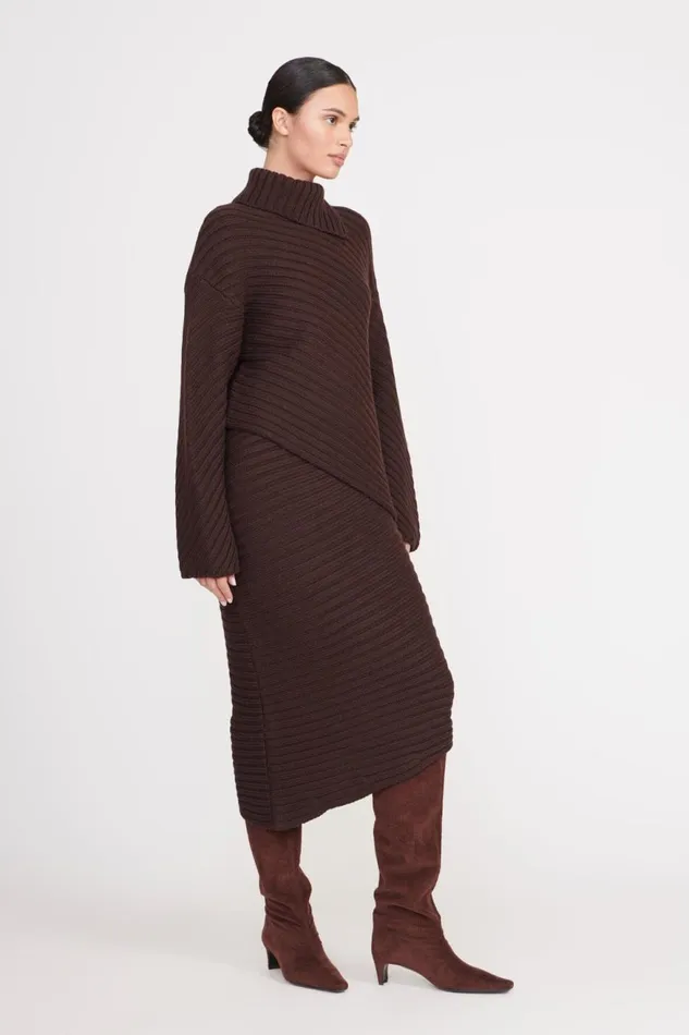 Women STAUD Skirts CANTILEVER SKIRT DARK CHOCOLATE Women STAUD Skirts CANTILEVER SKIRT DARK CHOCOLATE