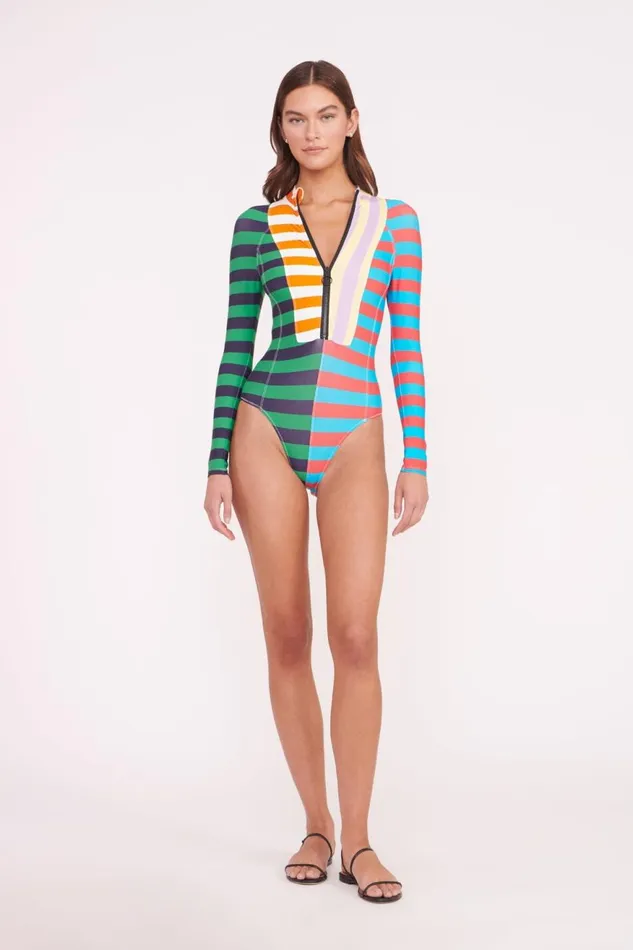 Women STAUD Swim AMALIA RASH GUARD CABANA STRIPE MULTI Women STAUD Swim AMALIA RASH GUARD CABANA STRIPE MULTI