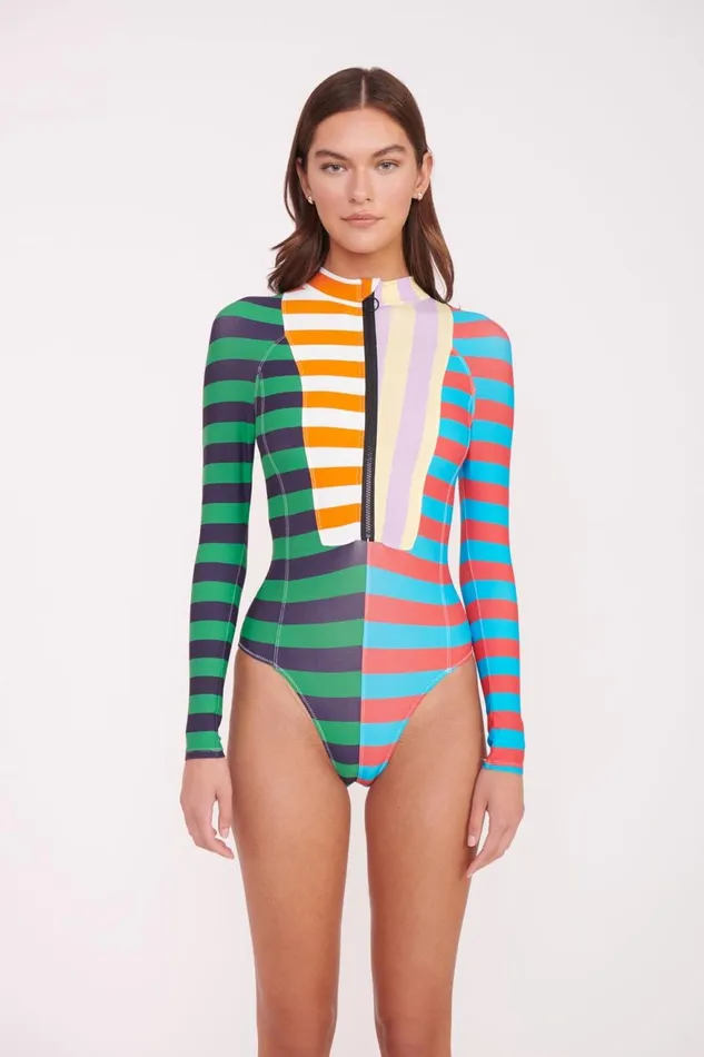 Women STAUD Swim AMALIA RASH GUARD CABANA STRIPE MULTI Women STAUD Swim AMALIA RASH GUARD CABANA STRIPE MULTI