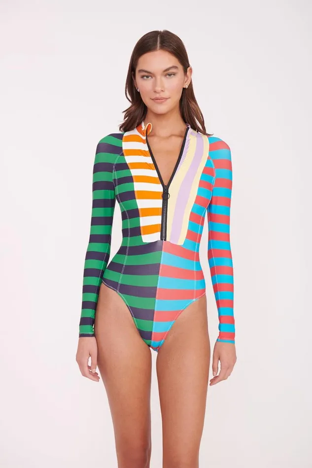 Women STAUD Swim AMALIA RASH GUARD CABANA STRIPE MULTI Women STAUD Swim AMALIA RASH GUARD CABANA STRIPE MULTI