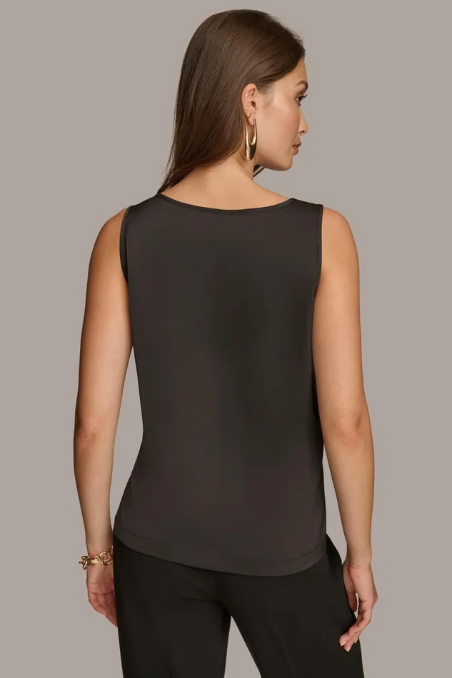 Women Sweaters And Tops Donna Karan CHARMEUSE SCOOP NECK CAMI Black