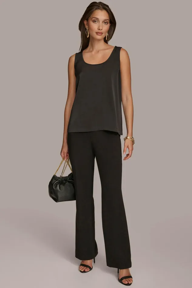 Women Sweaters And Tops Donna Karan CHARMEUSE SCOOP NECK CAMI Black