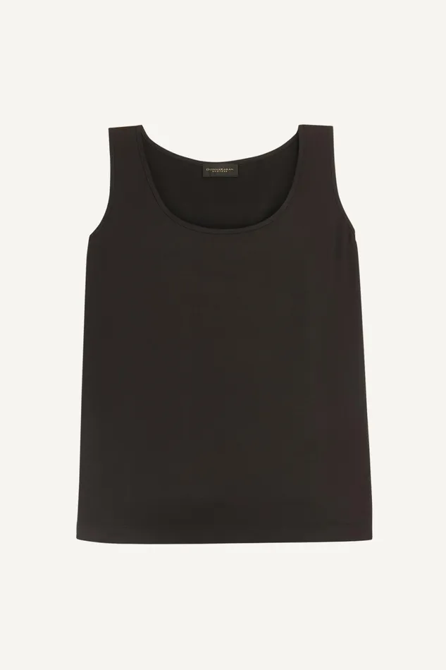 Women Sweaters And Tops Donna Karan CHARMEUSE SCOOP NECK CAMI Black