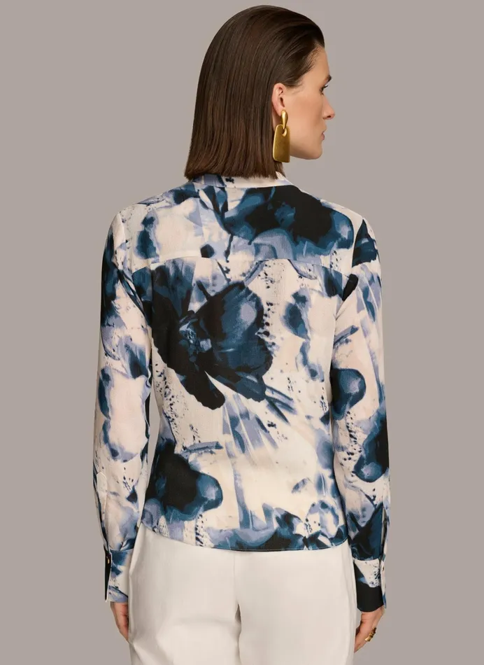 Women Sweaters And Tops Donna Karan FAUX WRAP BLOUSE Tidecream