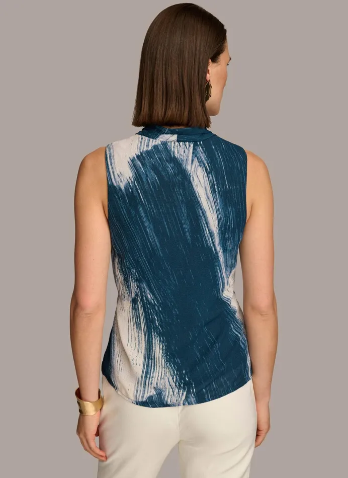 Women Sweaters And Tops Donna Karan PRINT DRAPE TOP Tide Multi