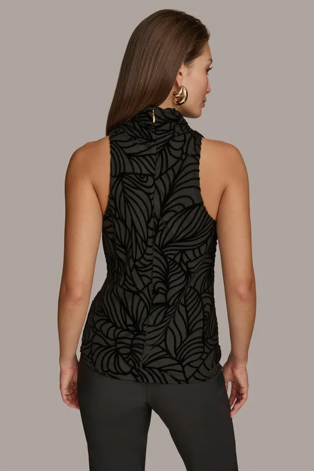 Women Sweaters And Tops Donna Karan VELVET BURNOUT TOP Black