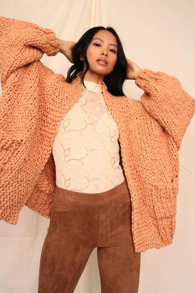 Women Sweaters Free People Recluse Cardigan Apricot