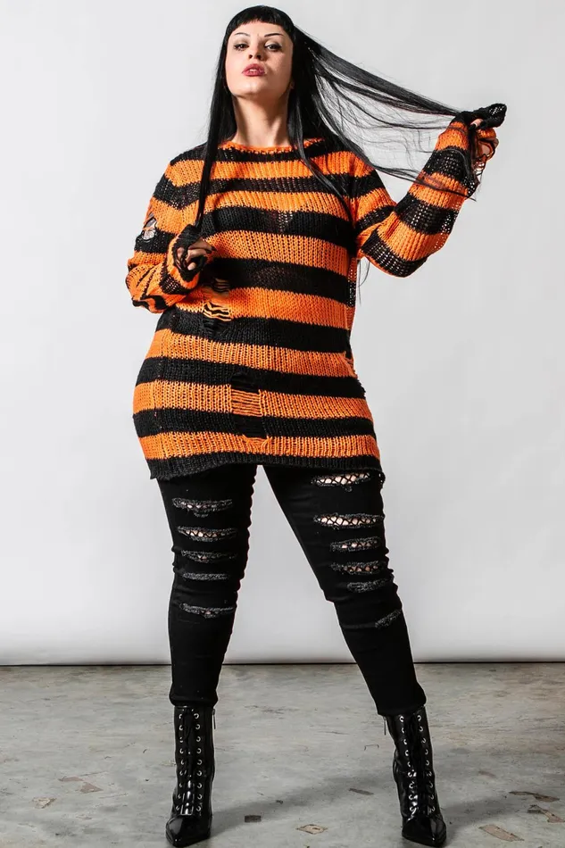 Women Sweaters Killstar Pumpkin Knit Sweater