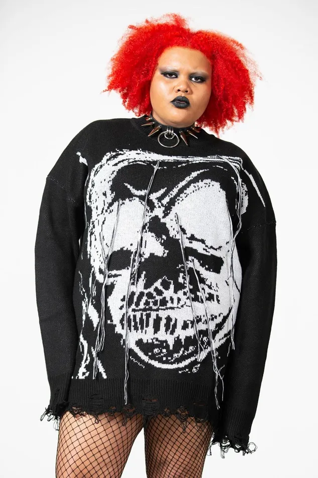 Women Sweaters Killstar Ruined Relic Knit Sweater