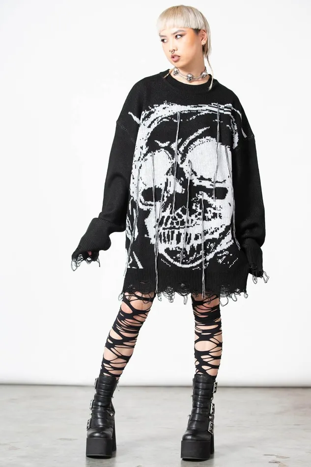 Women Sweaters Killstar Ruined Relic Knit Sweater