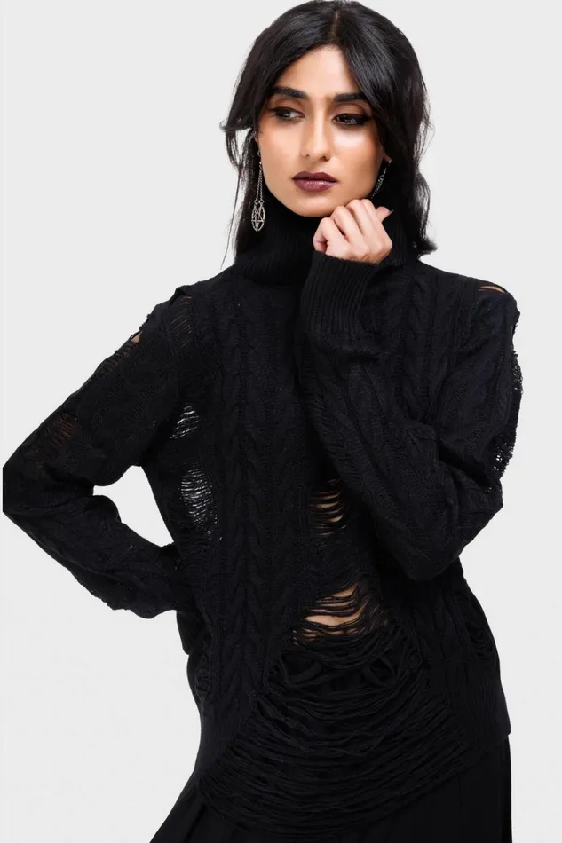 Women Sweaters Killstar Thread Riot Sweater