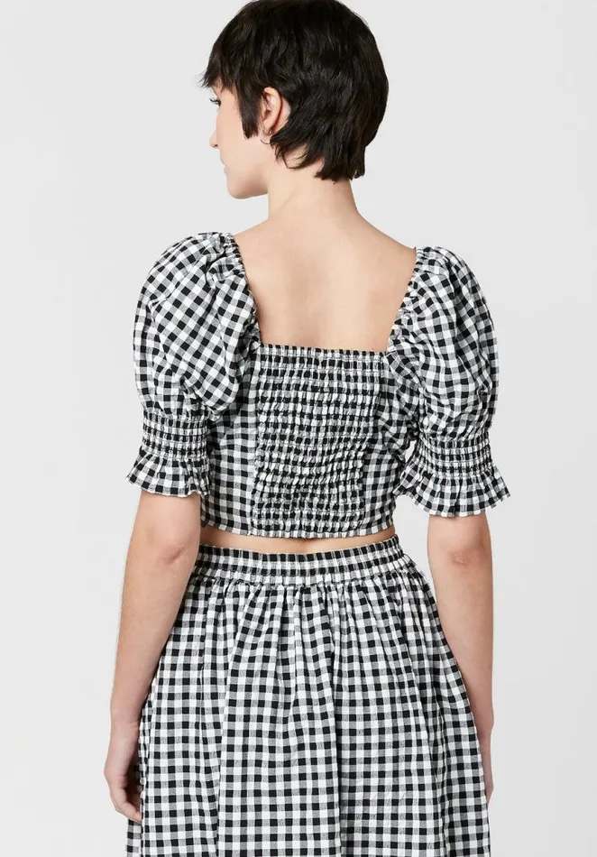 Women Sweetheart Stacie Smocked Gingham Top Blkwht Gingham Buffalo David Bitton Dresses and Jumpsuits