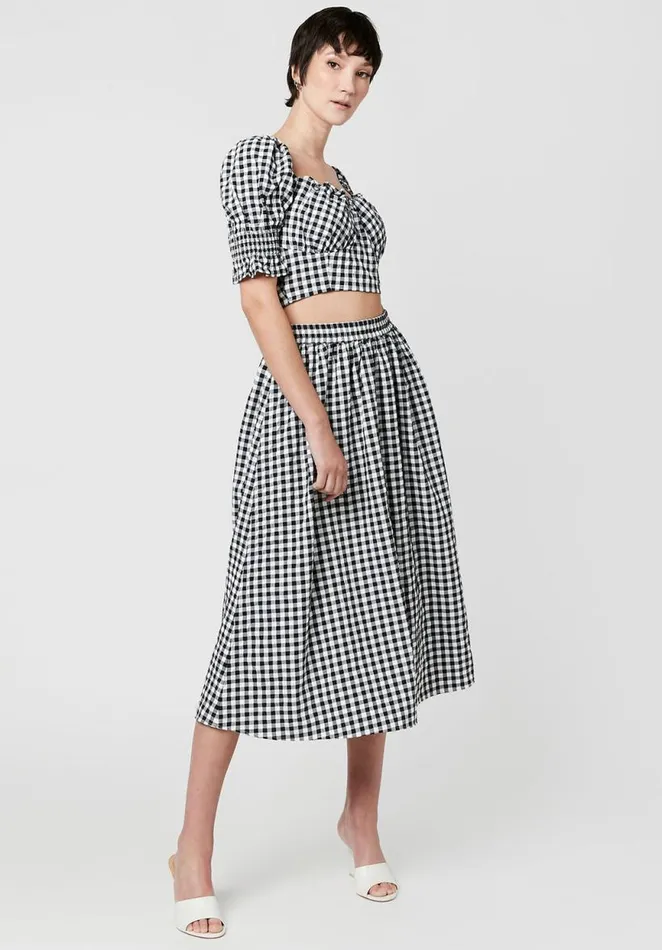 Women Sweetheart Stacie Smocked Gingham Top Blkwht Gingham Buffalo David Bitton Dresses and Jumpsuits