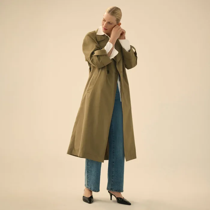 Women The Curtis Statement Trench Bancha Green Jackets M M LaFleur