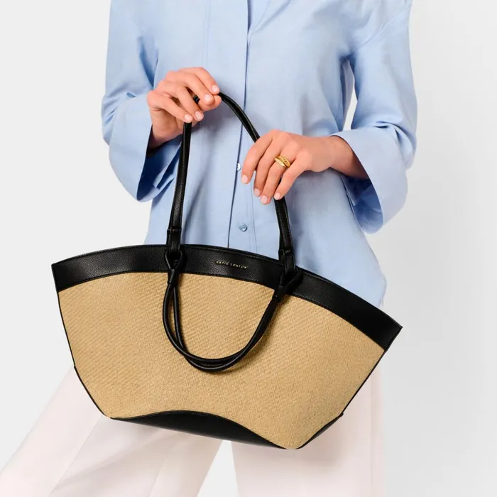 Women Tote Bags Katie Loxton Riviera Raffia Tote Bag In Black