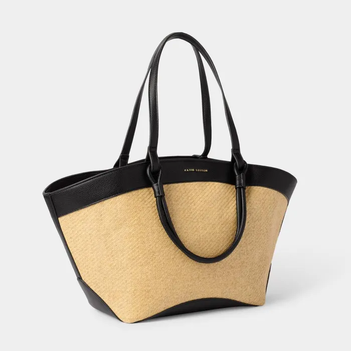 Women Tote Bags Katie Loxton Riviera Raffia Tote Bag In Black
