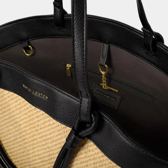 Women Tote Bags Katie Loxton Riviera Raffia Tote Bag In Black
