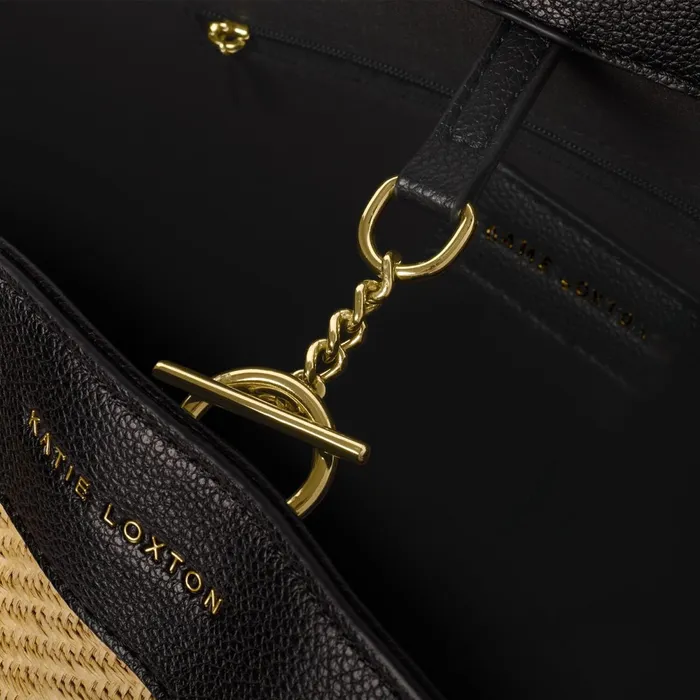 Women Tote Bags Katie Loxton Riviera Raffia Tote Bag In Black