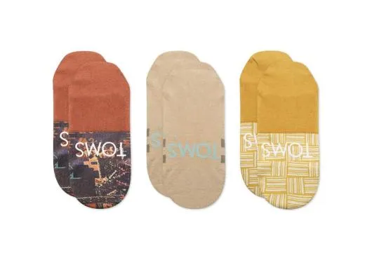 Women Ultimate No Show Socks Boho Woven 3 Pack Multi Boho Print TOMS Socks