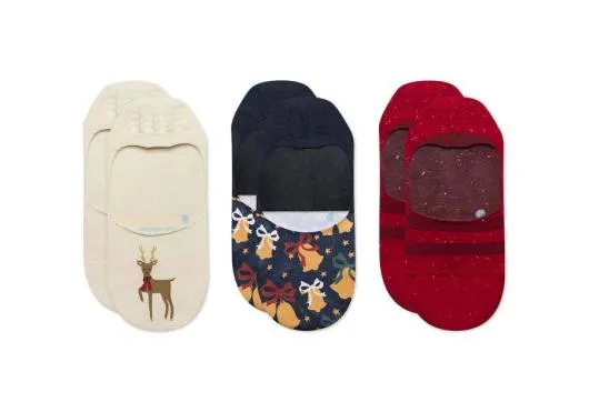Women Ultimate No Show Socks Reindeer 3 Pack Holiday Multi Reindeer TOMS Exclusives