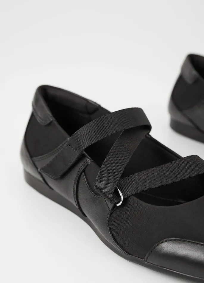 Women Vagabond Ballet Flats HILLARY SHOES Black Leathertextile