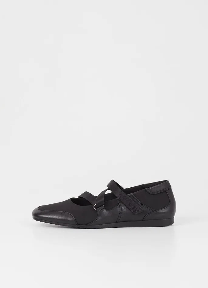 Women Vagabond Ballet Flats HILLARY SHOES Black Leathertextile