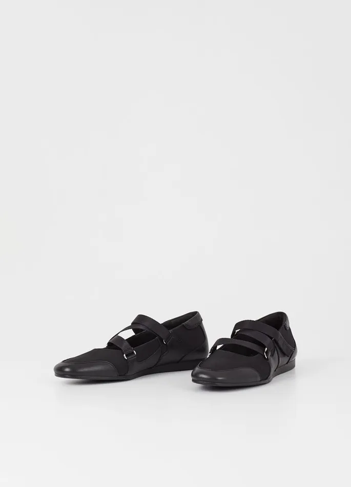 Women Vagabond Ballet Flats HILLARY SHOES Black Leathertextile
