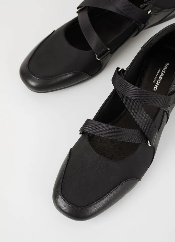 Women Vagabond Ballet Flats HILLARY SHOES Black Leathertextile