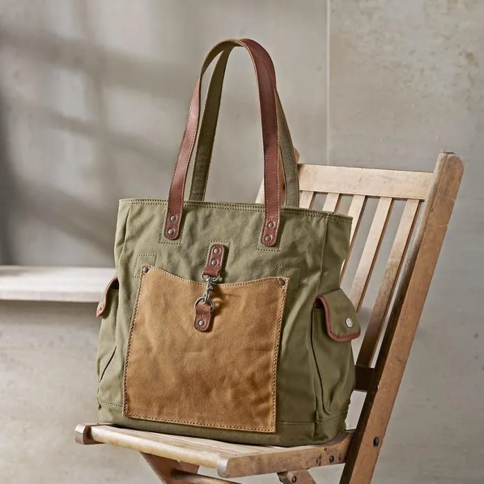 Women Valley and Sky Tote Army Green Sundance Catalog Handbags