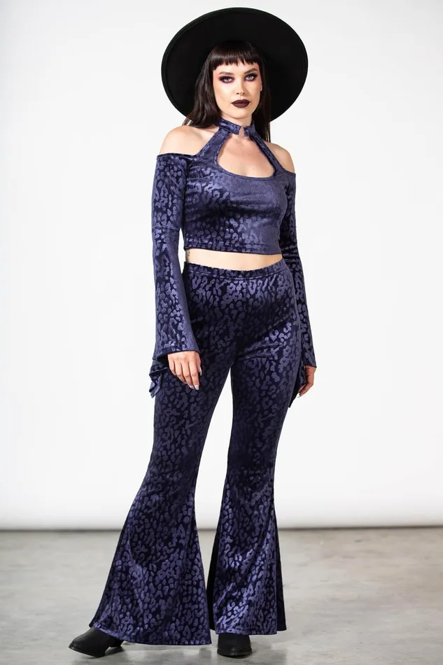 Women Velvet Killstar Felinology Crop Top PLUM