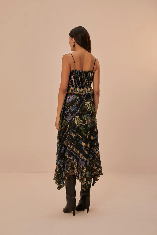 Women Winter Garden Black Pleated Lace Sleeveless Midi Dress Winter Garden Black FARM Rio Midi Dresses