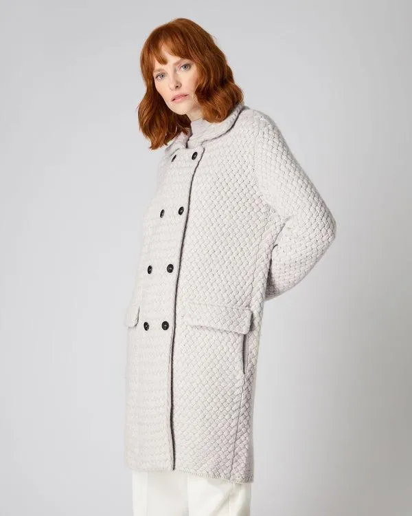 Women Women039s Basketweave Double Breasted Cashmere CoatIn Pebble Grey Pebble Grey NPeal Coats and Jackets
