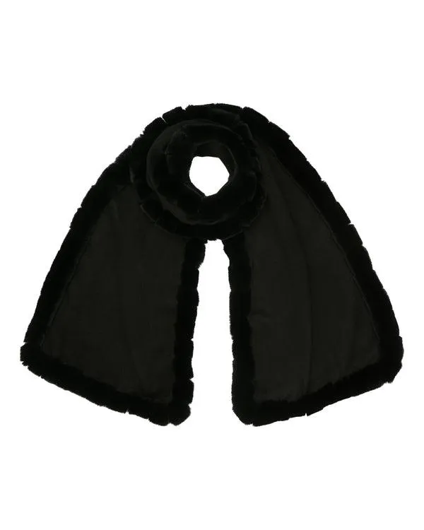 Women Women039s Cashmere Scarf With Fur TrimIn Black Black NPeal Cashmere Scarves