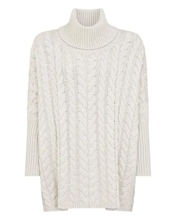 Women Women039s Oversize Cable Cashmere SweaterIn Pebble Grey Pebble Grey NPeal Turtle Necks