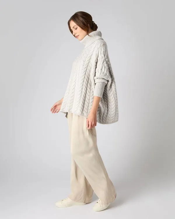 Women Women039s Oversize Cable Cashmere SweaterIn Pebble Grey Pebble Grey NPeal Turtle Necks