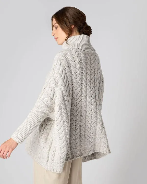 Women Women039s Oversize Cable Cashmere SweaterIn Pebble Grey Pebble Grey NPeal Turtle Necks