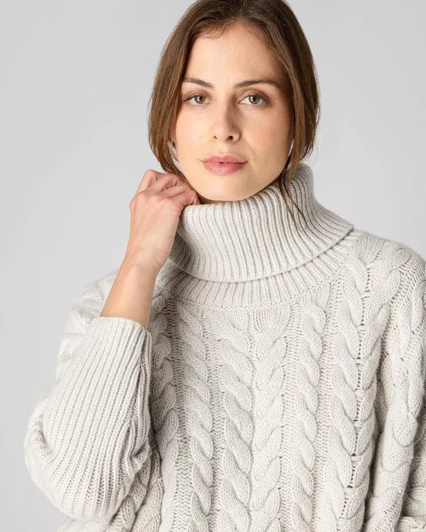 Women Women039s Oversize Cable Cashmere SweaterIn Pebble Grey Pebble Grey NPeal Turtle Necks