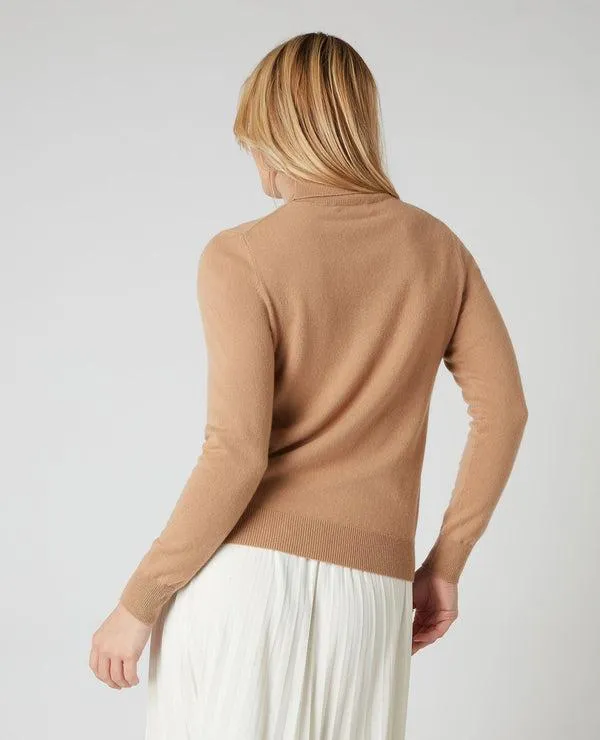 Women Women039s Polo Neck Cashmere SweaterIn Sahara Brown Sahara Brown NPeal Turtle Necks